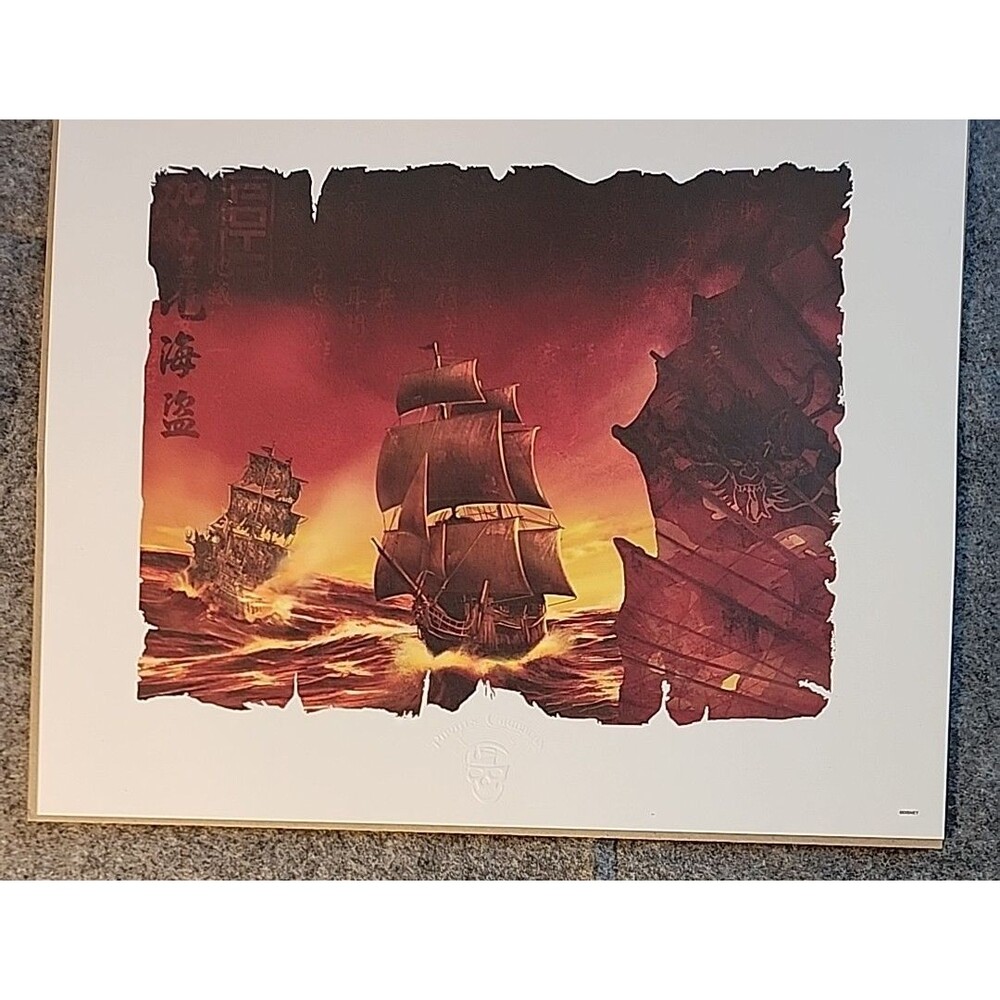 Disney Pirates of the Caribbean Ships Lithograph Certificate of Authenticity COE